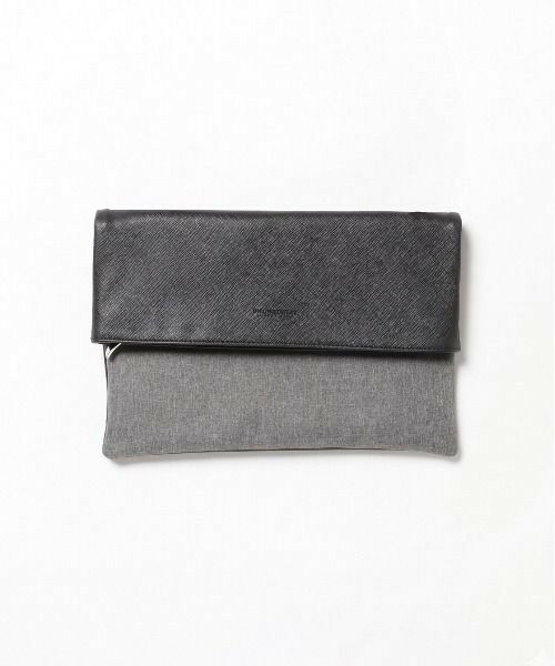 MEN'S BIGI / メンズビギ ショルダーバッグ | 2WAYシンセティックレザークラッチバッグ（グレー系）