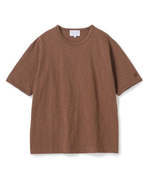 MEN'S BIGI / メンズビギ Tシャツ | スラブ天竺袖刺繍Tシャツ（ブラウン）