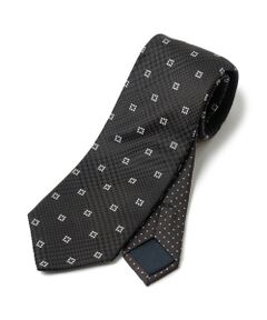 MEN'S BIGI / メンズビギ ネクタイ | 小紋グレンチェックxドット柄シルクネクタイ