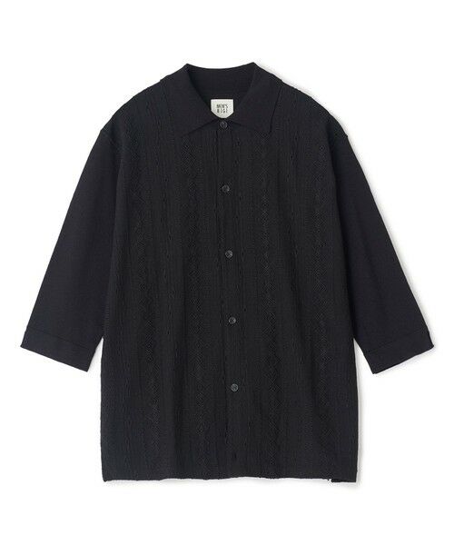 MEN'S BIGI / メンズビギ Tシャツ | トリコットジャカード 冷感七分袖サマーニット（ブラック）