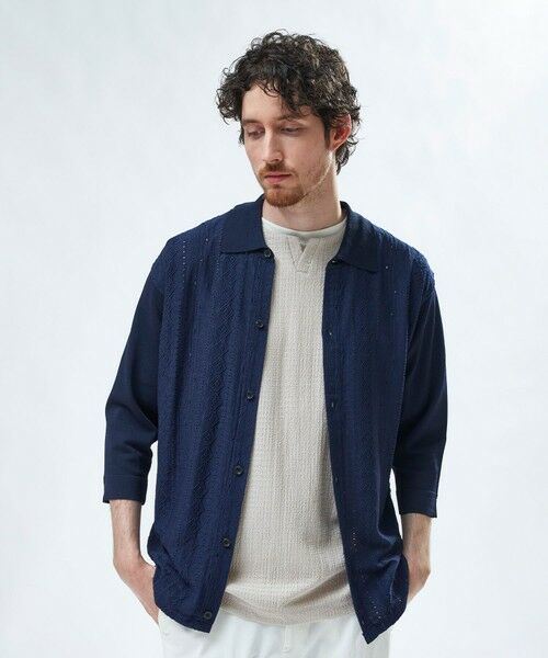 MEN'S BIGI / メンズビギ Tシャツ | トリコットジャカード 冷感七分袖サマーニット | 詳細4