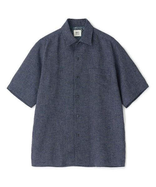 MEN'S BIGI / メンズビギ シャツ・ブラウス | 絡み織メランジ オープンカラーシャツ（ネイビー）