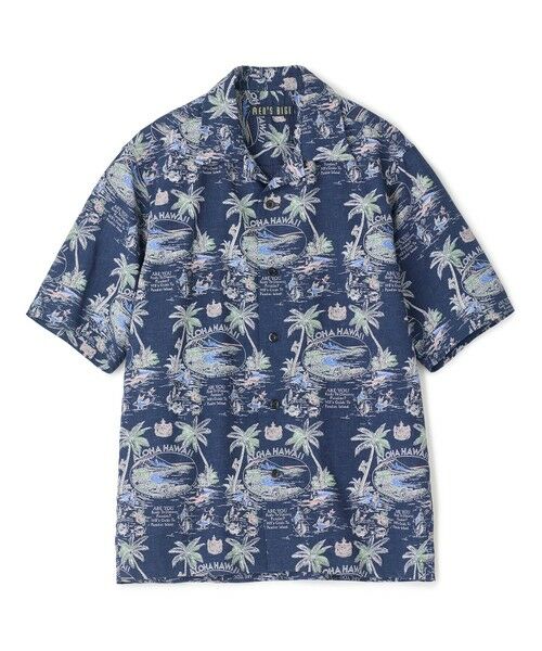MEN'S BIGI / メンズビギ シャツ・ブラウス | レーヨンリネン 復刻プリントアロハシャツ（ネイビー）