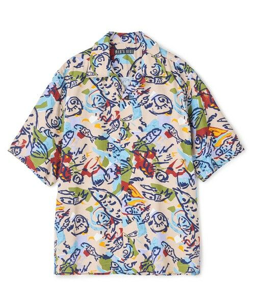 MEN'S BIGI / メンズビギ シャツ・ブラウス | レーヨンリネン 復刻プリントアロハシャツ（ベージュ系）