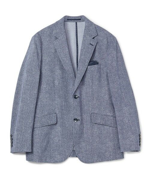 MEN'S BIGI / メンズビギ テーラードジャケット | 【ACTIVE TAILOR】Dot Air ヘリンボーン×千鳥格子/デニム柄 セットアップジャケット＜通気性/吸水速乾/ストレッチ＞（ブルー）