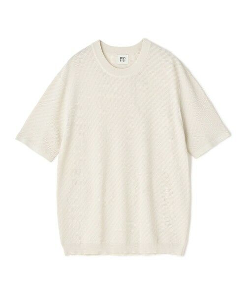 MEN'S BIGI / メンズビギ Tシャツ | ハイゲージジャカード 薄手モックネックサマーニット＜持続冷感＞（オフホワイト）