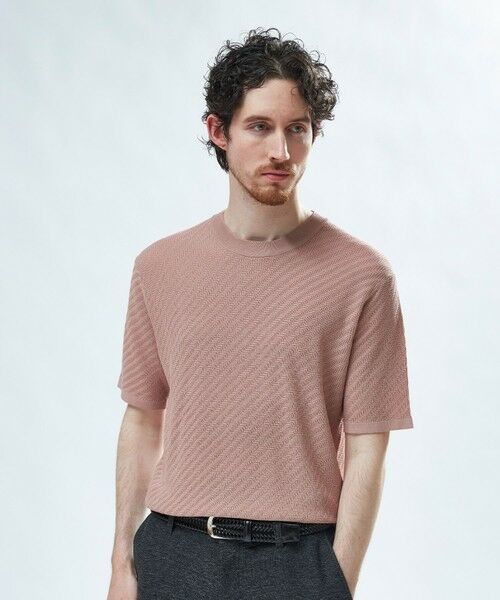 MEN'S BIGI / メンズビギ Tシャツ | ハイゲージジャカード 薄手モックネックサマーニット＜持続冷感＞ | 詳細7