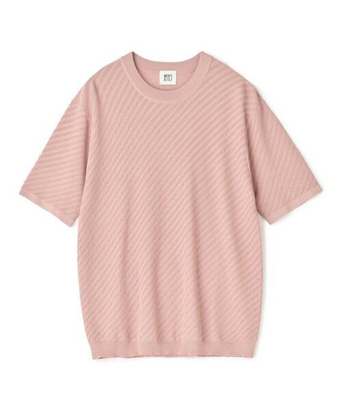 MEN'S BIGI / メンズビギ Tシャツ | ハイゲージジャカード 薄手モックネックサマーニット＜持続冷感＞（ピンク）