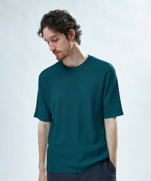 MEN'S BIGI / メンズビギ Tシャツ | ハイゲージジャカード 薄手モックネックサマーニット＜持続冷感＞ | 詳細15