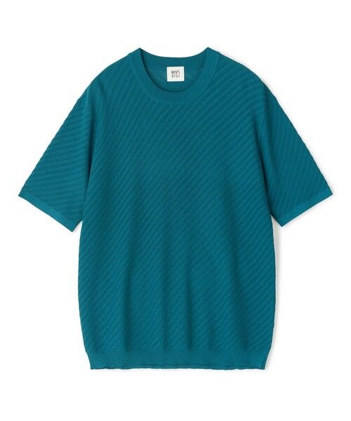 MEN'S BIGI / メンズビギ Tシャツ | ハイゲージジャカード 薄手モックネックサマーニット＜持続冷感＞（ターコイズ）