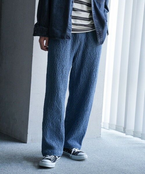 MEN'S BIGI / メンズビギ デニムパンツ | ジャガードデニムワイドテーパードパンツ（ブルー）