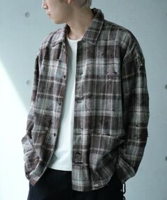MEN'S BIGI / メンズビギ シャツ・ブラウス | ダメージネルチェックシャツブルゾン