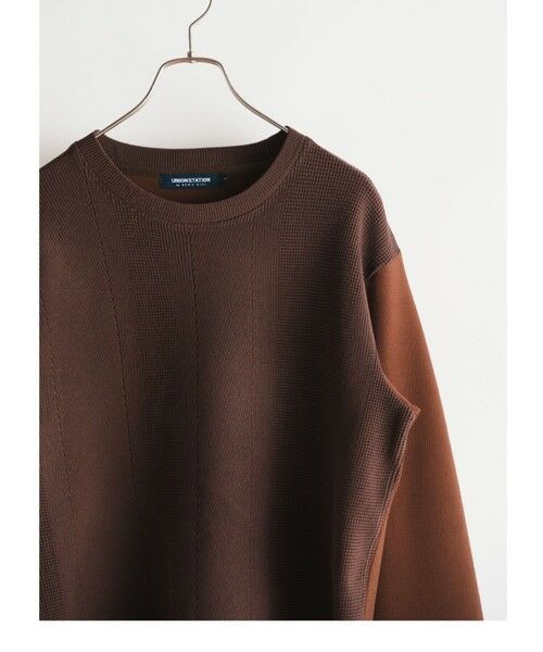 MEN'S BIGI / メンズビギ ニット・セーター | ポリエステルニット×ポンチスウェット プルオーバー | 詳細4