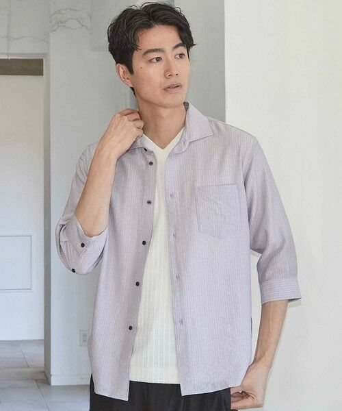 MEN'S BIGI / メンズビギ シャツ・ブラウス | タックストライプローン7分袖シャツ | 詳細16