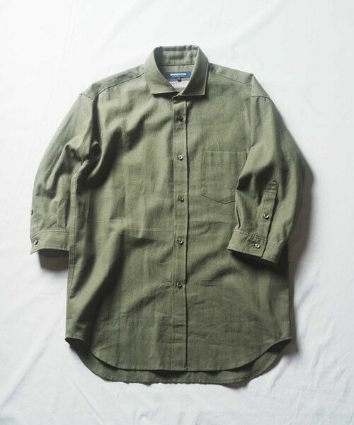 MEN'S BIGI / メンズビギ シャツ・ブラウス | COOLMAX フレンチリネン 7分袖シャツ（カーキ）