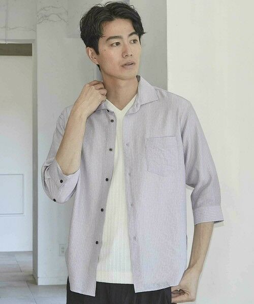 MEN'S BIGI / メンズビギ シャツ・ブラウス | タックストライプローン7分袖シャツ | 詳細6
