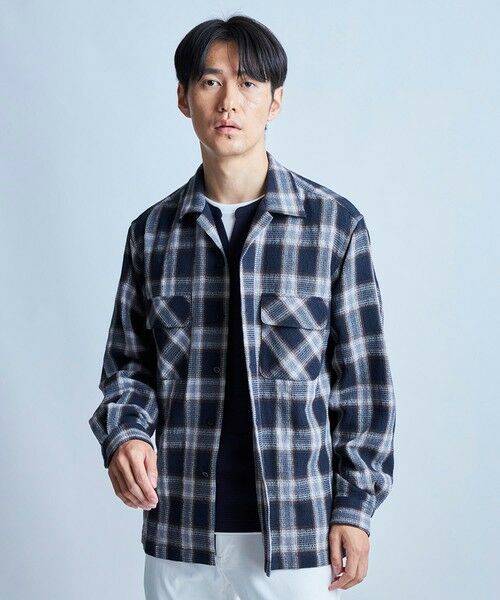 MEN'S BIGI / メンズビギ ブルゾン | チェックボードシャツブルゾン（ネイビーチェック）