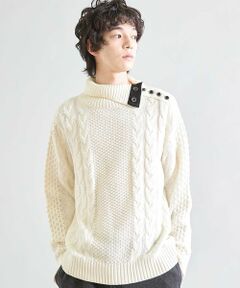 MEN'S BIGI / メンズビギ ニット・セーター | アクリルニットケーブル編みDrネック