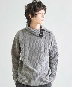 MEN'S BIGI / メンズビギ ニット・セーター | アクリルニットケーブル編みDrネック