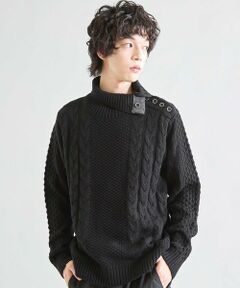MEN'S BIGI / メンズビギ ニット・セーター | アクリルニットケーブル編みDrネック