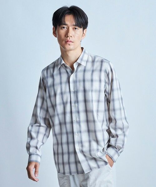 MEN'S BIGI / メンズビギ シャツ・ブラウス | オンブレーチェックシャツ（グレー系）