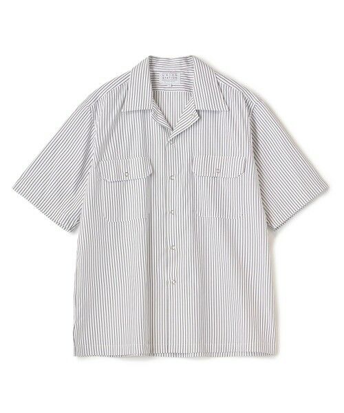 MEN'S BIGI / メンズビギ シャツ・ブラウス | ポプリンストライプ半袖ワークシャツ（ホワイト系）