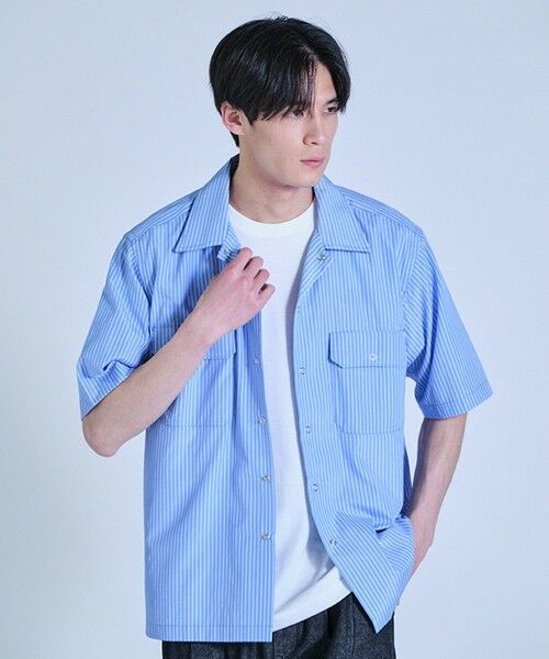 MEN'S BIGI / メンズビギ シャツ・ブラウス | ポプリンストライプ半袖ワークシャツ | 詳細7