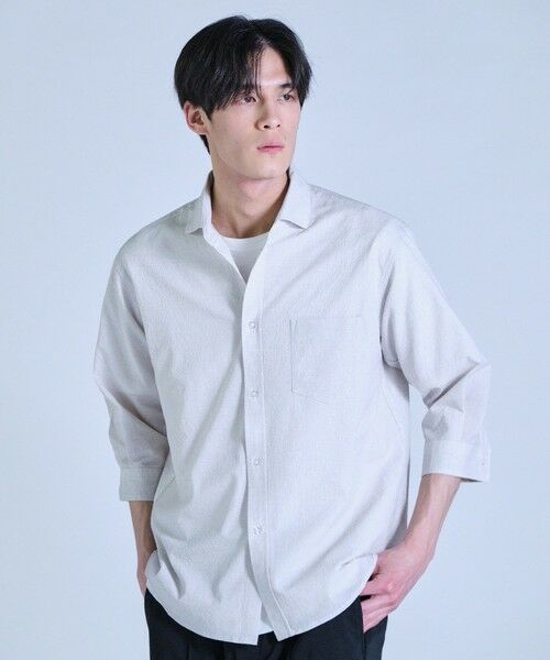MEN'S BIGI / メンズビギ シャツ・ブラウス | プリントシアサッカークロップドスリーブシャツ＜ハンドウォッシャブル・軽量・通気性＞ | 詳細1