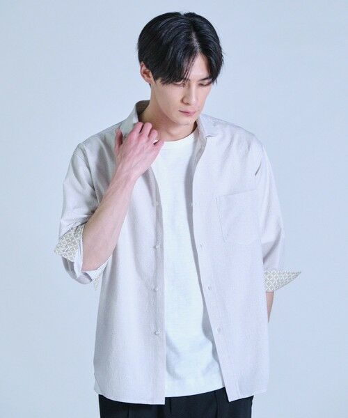 MEN'S BIGI / メンズビギ シャツ・ブラウス | プリントシアサッカークロップドスリーブシャツ＜ハンドウォッシャブル・軽量・通気性＞ | 詳細2