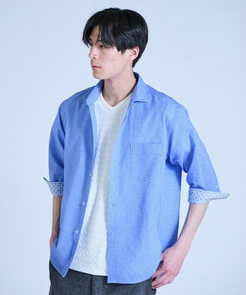 MEN'S BIGI / メンズビギ シャツ・ブラウス | プリントシアサッカークロップドスリーブシャツ＜ハンドウォッシャブル・軽量・通気性＞ | 詳細8