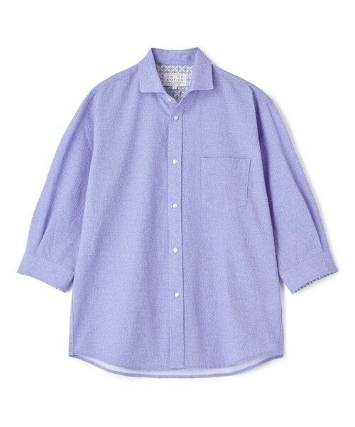 MEN'S BIGI / メンズビギ シャツ・ブラウス | プリントシアサッカークロップドスリーブシャツ＜ハンドウォッシャブル・軽量・通気性＞（ブルー）