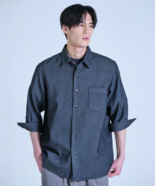 MEN'S BIGI / メンズビギ シャツ・ブラウス | メッシュデニムクロップドスリーブシャツ＜ストレッチ・ハンドウォッシャブル・通気性＞ | 詳細2