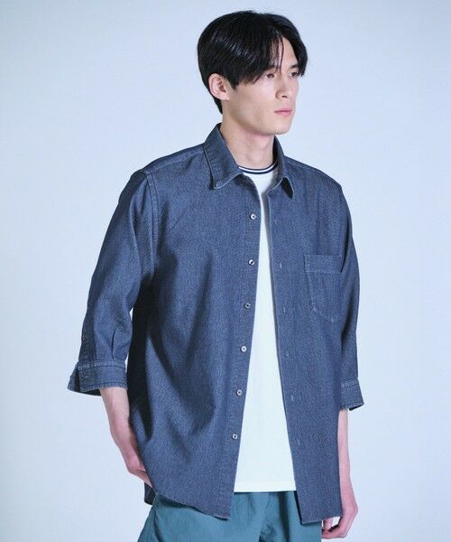 MEN'S BIGI / メンズビギ シャツ・ブラウス | メッシュデニムクロップドスリーブシャツ＜ストレッチ・ハンドウォッシャブル・通気性＞ | 詳細5