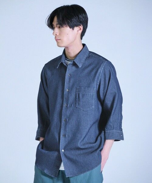 MEN'S BIGI / メンズビギ シャツ・ブラウス | メッシュデニムクロップドスリーブシャツ＜ストレッチ・ハンドウォッシャブル・通気性＞ | 詳細6