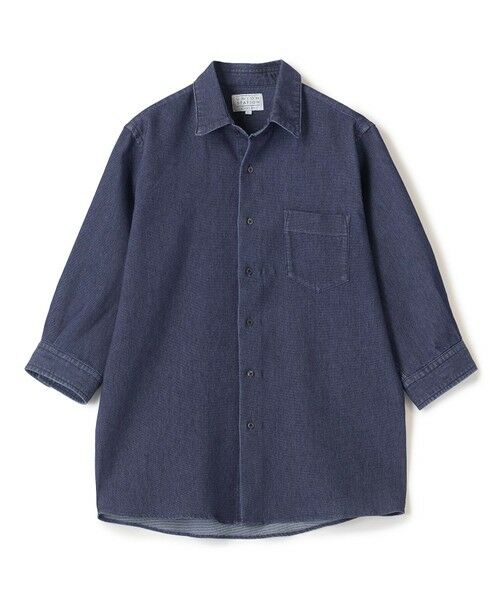 MEN'S BIGI / メンズビギ シャツ・ブラウス | メッシュデニムクロップドスリーブシャツ＜ストレッチ・ハンドウォッシャブル・通気性＞（ブルー）