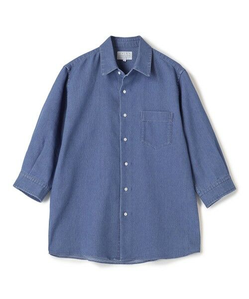 MEN'S BIGI / メンズビギ シャツ・ブラウス | メッシュデニムクロップドスリーブシャツ＜ストレッチ・ハンドウォッシャブル・通気性＞（ライトブルー）