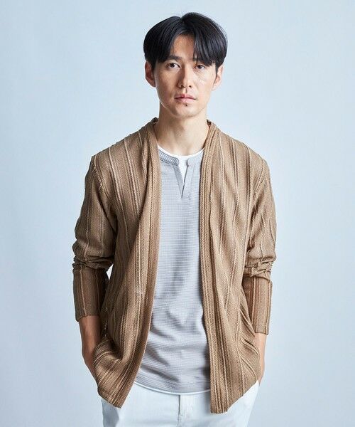 MEN'S BIGI / メンズビギ カーディガン・ボレロ | シアストライプカーディガン<ストレッチ・マシンウォッシャブル・接触冷感・通気性> | 詳細1