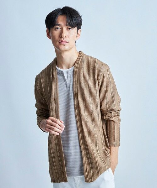 MEN'S BIGI / メンズビギ カーディガン・ボレロ | シアストライプカーディガン<ストレッチ・マシンウォッシャブル・接触冷感・通気性> | 詳細2