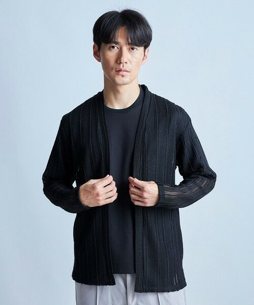 MEN'S BIGI / メンズビギ カーディガン・ボレロ | シアストライプカーディガン<ストレッチ・マシンウォッシャブル・接触冷感・通気性> | 詳細8