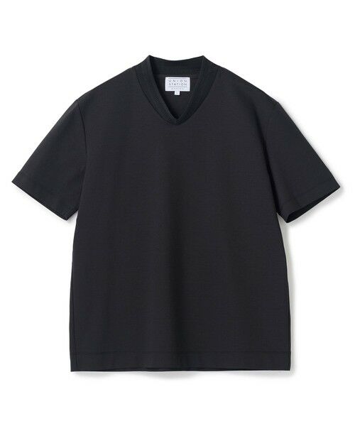 MEN'S BIGI / メンズビギ Tシャツ | VネックテイラーTシャツ〈ストレッチ・マシンウォッシャブル・防臭・接触冷感〉(ブラック)