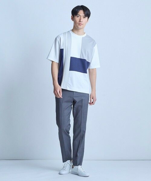 MEN'S BIGI / メンズビギ Tシャツ | ポンチxダンボール素材 コンビデザインT〈ストレッチ・マシンウォッシャブル・接触冷感〉 | 詳細3