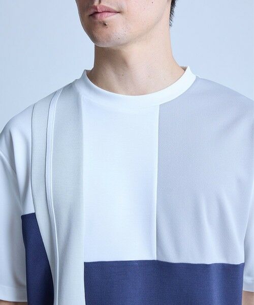 MEN'S BIGI / メンズビギ Tシャツ | ポンチxダンボール素材 コンビデザインT〈ストレッチ・マシンウォッシャブル・接触冷感〉 | 詳細5