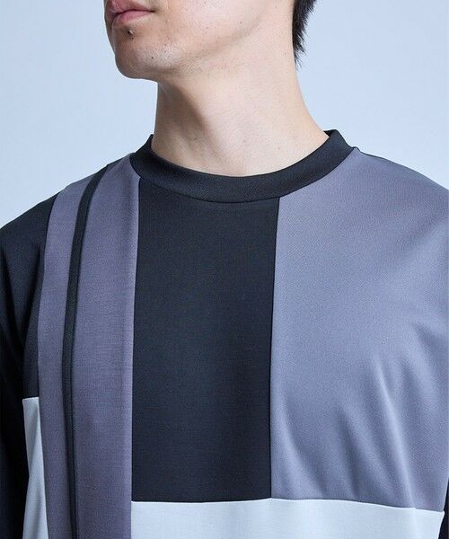 MEN'S BIGI / メンズビギ Tシャツ | ポンチxダンボール素材 コンビデザインT〈ストレッチ・マシンウォッシャブル・接触冷感〉 | 詳細11