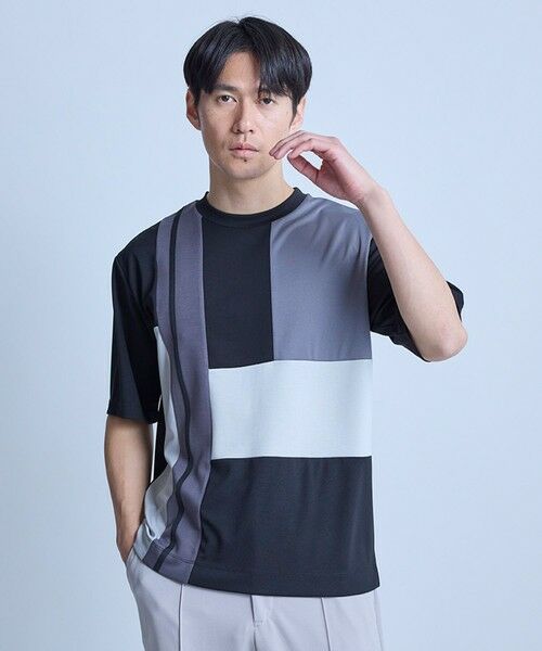 MEN'S BIGI / メンズビギ Tシャツ | ポンチxダンボール素材 コンビデザインT〈ストレッチ・マシンウォッシャブル・接触冷感〉 | 詳細8