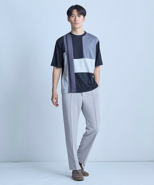 MEN'S BIGI / メンズビギ Tシャツ | ポンチxダンボール素材 コンビデザインT〈ストレッチ・マシンウォッシャブル・接触冷感〉 | 詳細9