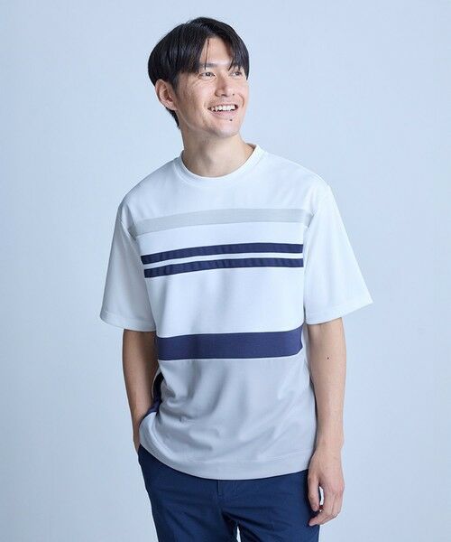 MEN'S BIGI / メンズビギ Tシャツ | ポンチxダンボール素材 コンビデザインT〈ストレッチ・マシンウォッシャブル・接触冷感〉 | 詳細21