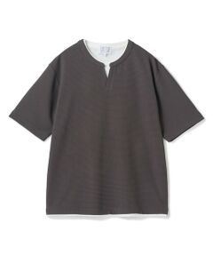 MEN'S BIGI / メンズビギ Tシャツ | ミニワッフルキーネックレイヤードTシャツ