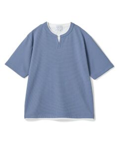 MEN'S BIGI / メンズビギ Tシャツ | ミニワッフルキーネックレイヤードTシャツ