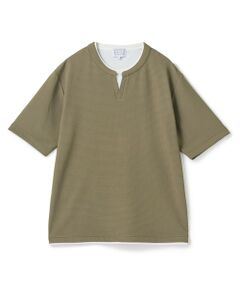MEN'S BIGI / メンズビギ Tシャツ | ミニワッフルキーネックレイヤードTシャツ