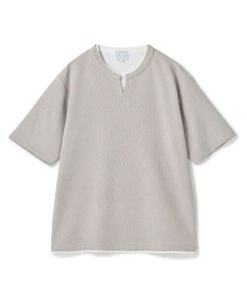 MEN'S BIGI / メンズビギ Tシャツ | ミニワッフルキーネックレイヤードTシャツ（グレー）